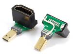 HDMI micro male to HDMI A female adaptor,90˚ angle type

