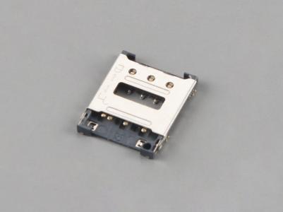 Nano SIM Card Connector,6Pin,H1.4mm,Hinged Type,with CD Pin