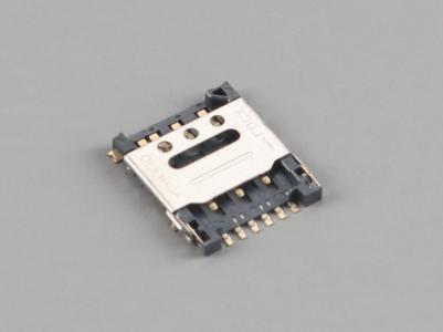 Nano SIM Card Connector,6Pin,H1.4mm,Hinged Type,with CD Pin