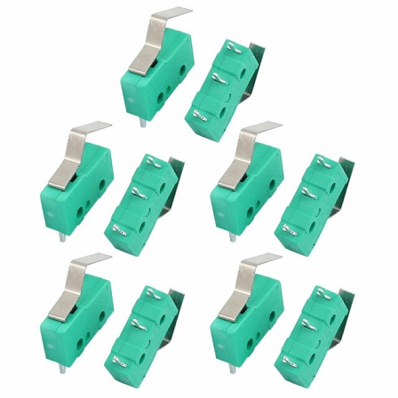 3 Micro-interrupteurs SPDT KW4-3Z-3 Avec Levier à Galet – Lot De 3 Pièces, Couleur Verte, Neuf