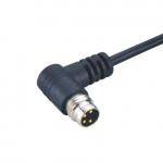 M8 Plug Male Connector With 24AWG Cable,Right angled,Snap-in type