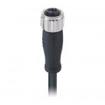 M12 female straight connector molded with 22AWG cable,A B C D coding