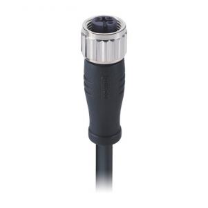 M12 female straight connector molded with 22AWG cable,A B C D coding