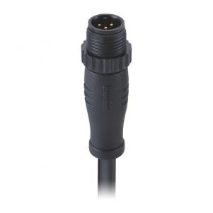 M12 male straight connector molded with 22AWG cable,A B C D coding,plastic screw