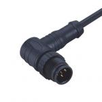 M12 male Right angled connector molded with 22AWG cable,A B C D coding,plastic screw