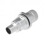 M12 male-female in one, through wall type, panel mount connector,A coding