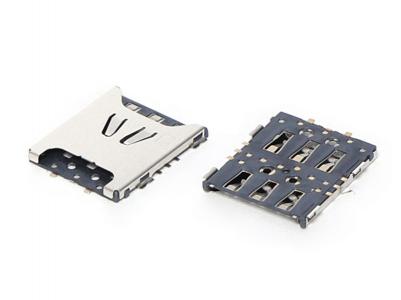 Nano SIM Card Connector,PUSH PULL,6Pin,H1.13mm