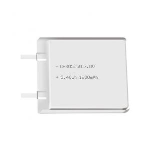 Lithium manganese pouch battery,Size 3.2*50.5*51.0mm,3V 1800mAh,Temperature -20℃ ~ +70℃