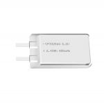 Lithium manganese pouch battery,Size 3.3*25.5*44.0mm,3V 800mAh,Temperature -20℃ ~ +70℃