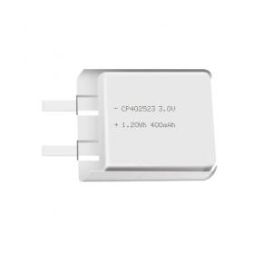 Lithium manganese pouch battery,Size 4.0*25.0*23.0mm,3V 400mAh,Temperature -20℃ ~ +70℃