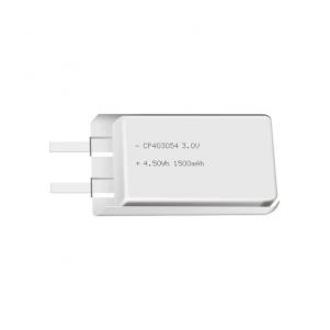 Lithium manganese pouch battery,Size 4.0*31.0*55.0mm,3V 1500mAh,Temperature -20℃ ~ +70℃