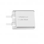 Lithium manganese pouch battery,Size 5.3*26.0*26.0mm,3V 550mAh,Temperature -20℃ ~ +70℃