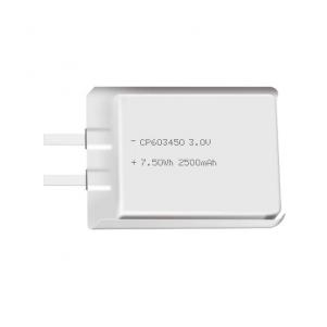 Lithium manganese pouch battery,Size 6.2*35.0*51.0mm,3V 2500mAh,Temperature -20℃ ~ +70℃