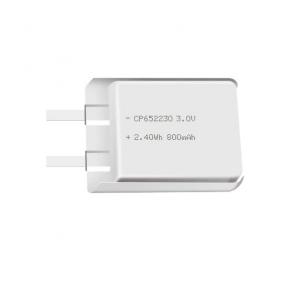 Lithium manganese pouch battery,Size 6.7*23.0*31.0mm,3V 800mAh,Temperature -20℃ ~ +70℃