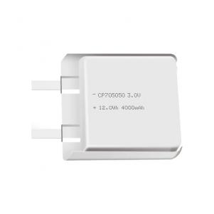 Lithium manganese pouch battery,Size 7.3*50.0*51.0mm,3V 4000mAh,Temperature -20℃ ~ +70℃