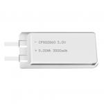 Lithium manganese pouch battery,Size 8.2*28.0*61.0mm,3V 3000mAh,Temperature -20℃ ~ +70℃