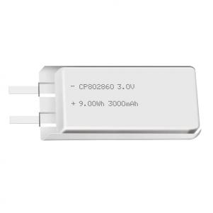Lithium manganese pouch battery,Size 8.2*28.0*61.0mm,3V 3000mAh,Temperature -20℃ ~ +70℃