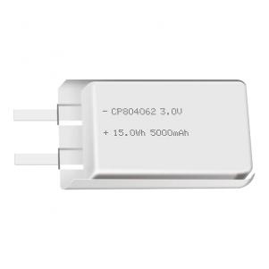 Lithium manganese pouch battery,Size 8.2*41.0*63.0mm,3V 5000mAh,Temperature -20℃ ~ +70℃