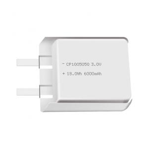 Lithium manganese pouch battery,Size 10.0*50.5*51.0mm,3V 6000mAh,Temperature -20℃ ~ +70℃