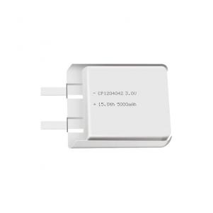 Lithium manganese pouch battery,Size 12.0*40.0*42.0mm,3V 5000mAh,Temperature -20℃ ~ +70℃